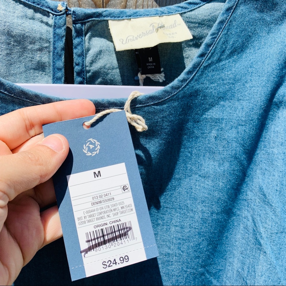 🆕 NWT Universal Thread Denim Ruffle Top - Picture 4 of 5